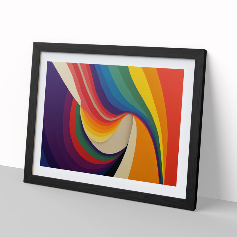 Abstract Rainbow Art Vol.5 - Single Picture Frame Print, 46cm H x 64cm W x 2cm D, Black