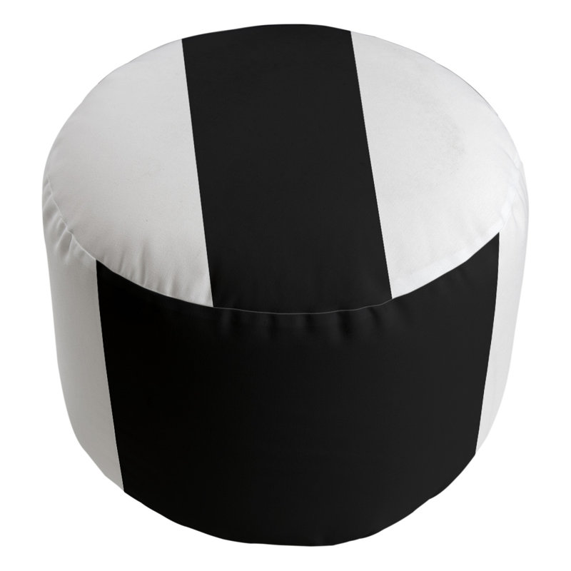 Repose-pieds cubique rond à rayures 20,5", Blanc / noir / blanc
