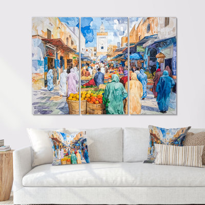 «Fez Frenzy Fez Morocco I», ensemble d'art mural paysage