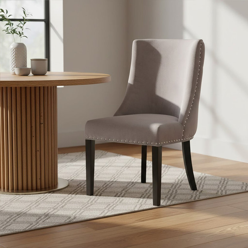 Ozbourn 45cm H Velvet Upholstered Side Chair, Brown