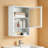 Bathroom Wall Cabinet with Rattan Doors, 3-Tier Storage Shelves, Magnetic Close Medicine Cabinet, 33 lb Capacity-1872155813