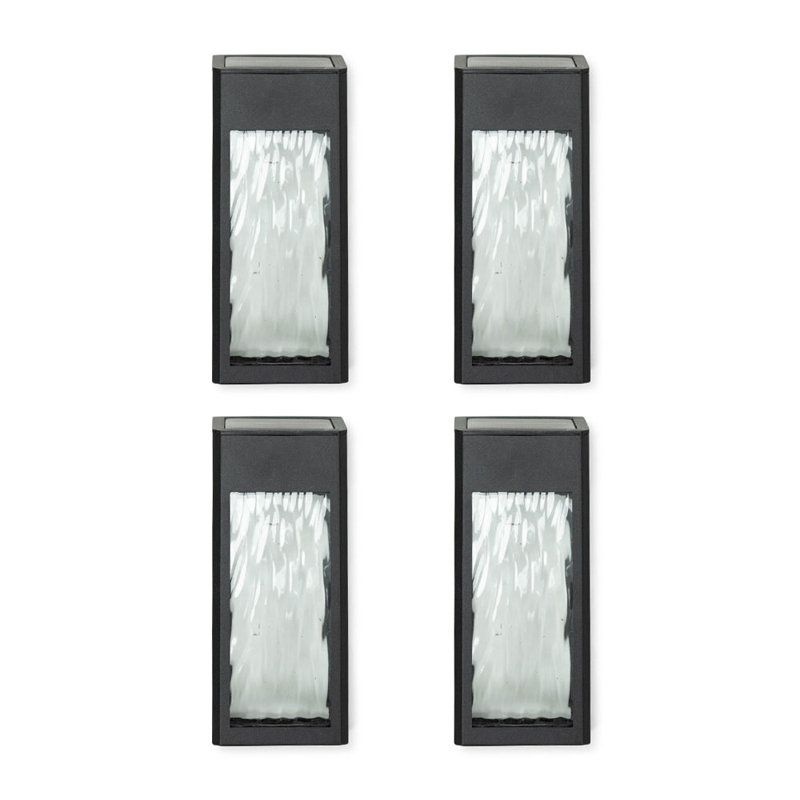 Northwich Black 3 - Bulb 20cm H Solar Powered Integrated LED Outdoor Wall Lantern