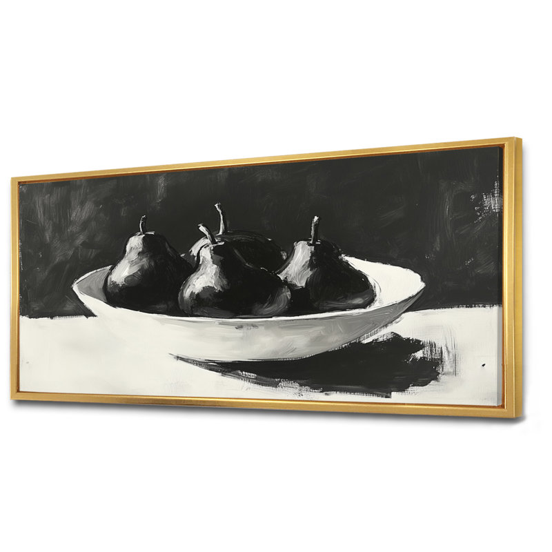 Wendt I - Tableau encadré Poires, H 28 po x l 60 po, Cadre flottant doré
