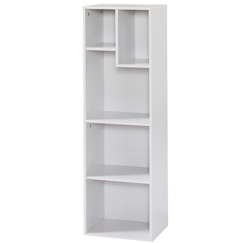 Petite bibliothèque blanche à 5 cubes, petite armoire de rangement avec tablettes ouvertes (ensemble de 2), Blanc