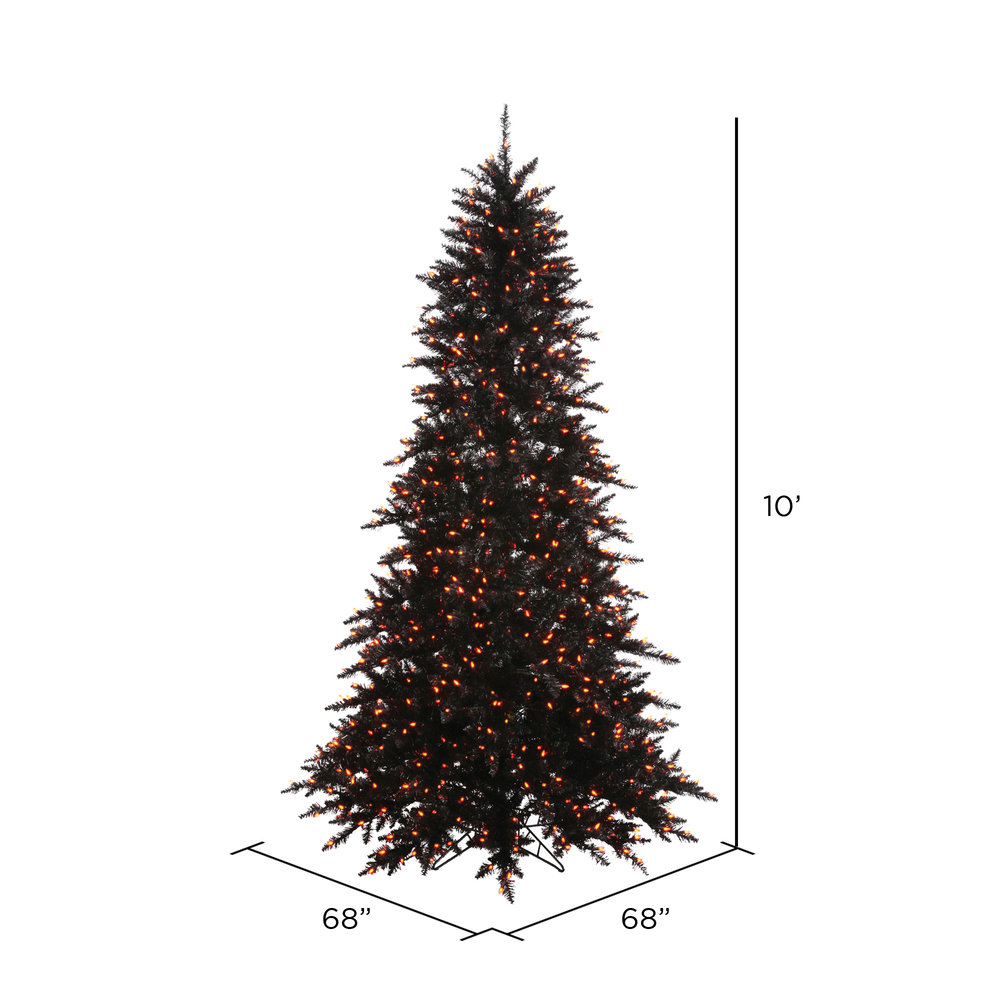 The Holiday Aisle® Black Fir with Orange Lights Slim Artificial Christmas Tree with LED Orange Lights with Stand with Stand & Reviews | Wayfair