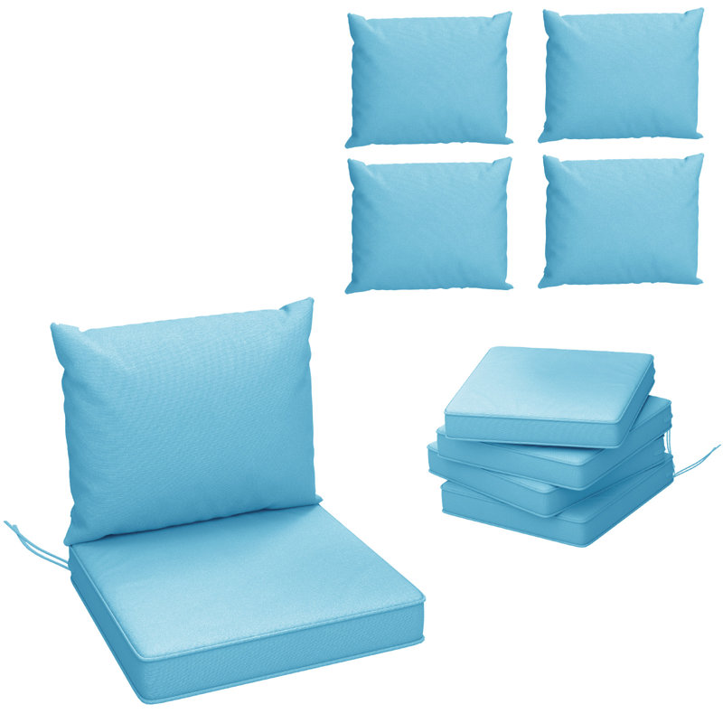 4-Piece Outdoor Chair Cushion Set, 24" X 24", Water-Resistant Patio Seat Cushions For Furniture Replacement, Lake Blue