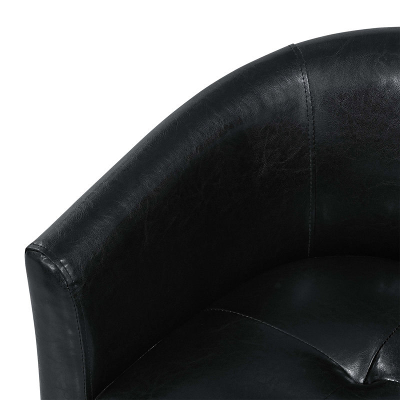 Fauteuil demi-tonneau en cuir synthétique avec repose-pieds, Noir