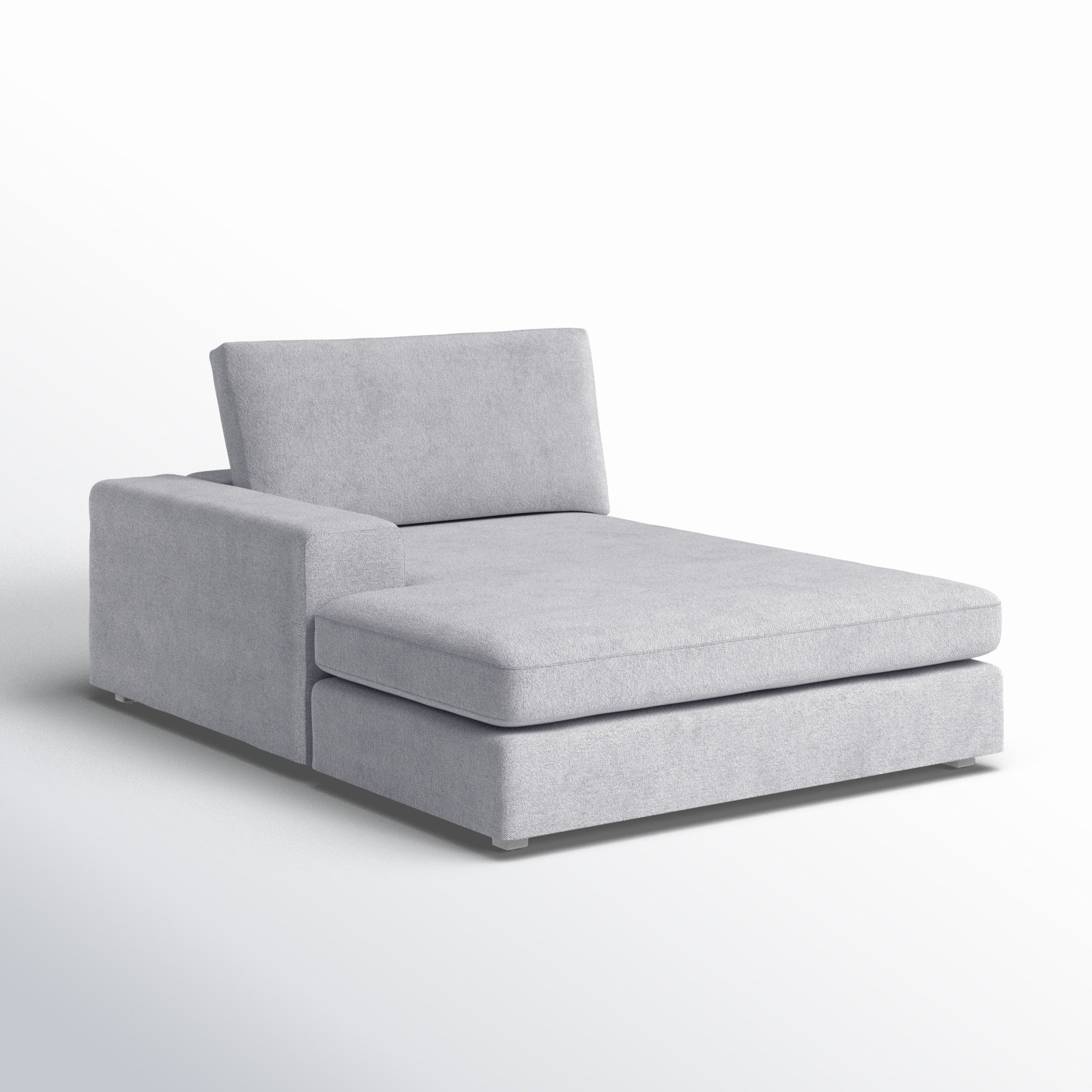 Ojai Upholstered Chaise Lounge, Light Gray, Left Hand Facing