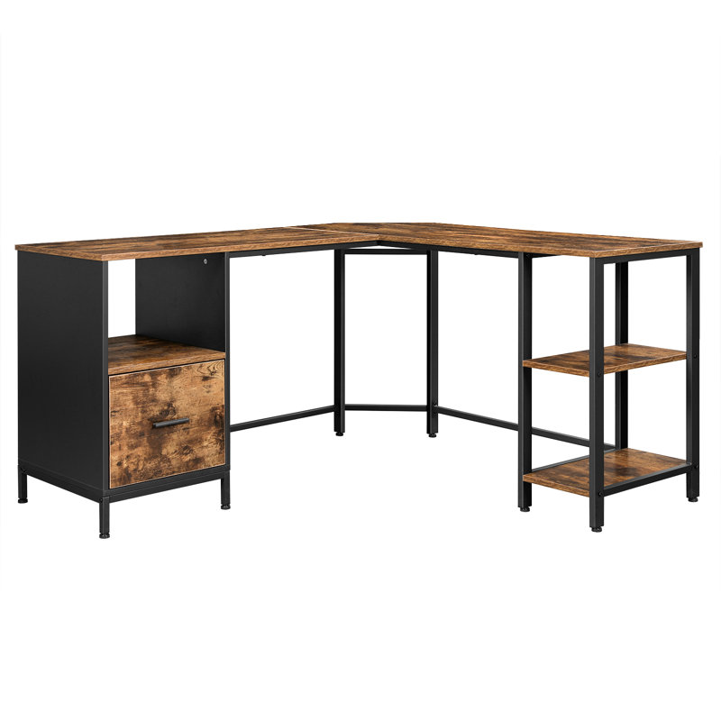 Yessenia L-Shaped Metal Base Executive Desk