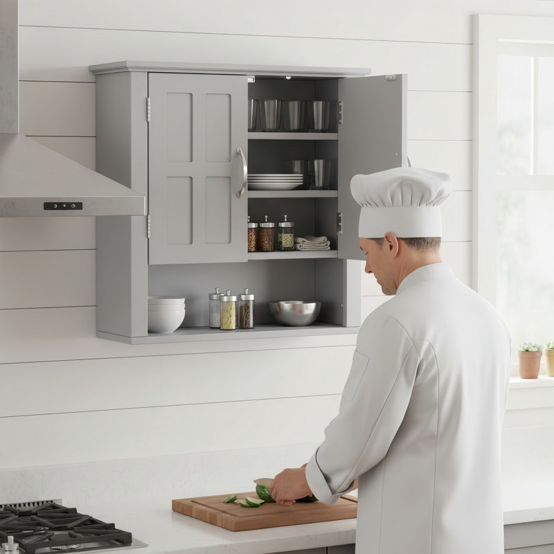 Bathroom Wall Storage Cabinet, Gray