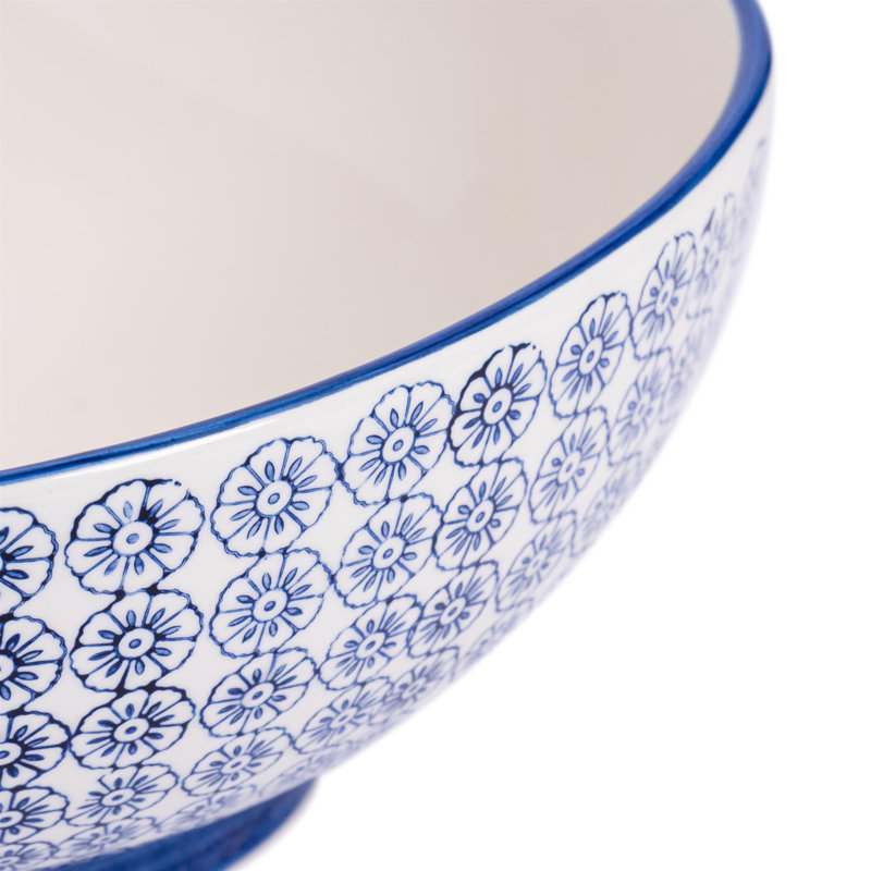 Nicola Spring - Hand-Printed Fruit Bowl - 31.5cm - Navy