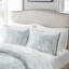 Housse de couette 100% coton pour lit double / grand lit - broderie bleu foncé et dollar sable sur fond blanc, fermeture à boutons, 4 attaches, 2 taies décoratives, coton blanc à contexture de 200 fils, broderie, boutonné-130164744