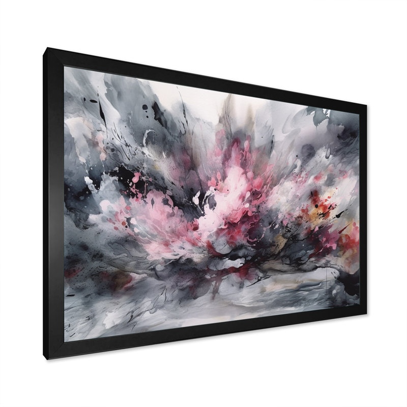 «Evolving In Pink Grey», impression sur toile, Cadre simple noir, H 30 po x l 40 po x P 1,5 po