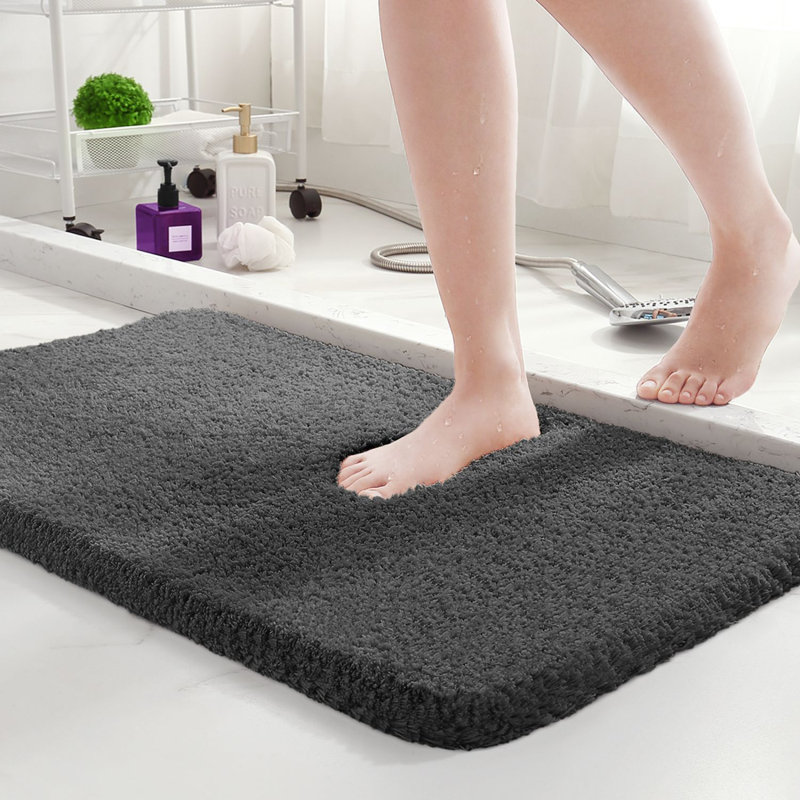 Non-Slip Bath Rug, 36" L x 24" W, Dark Gray