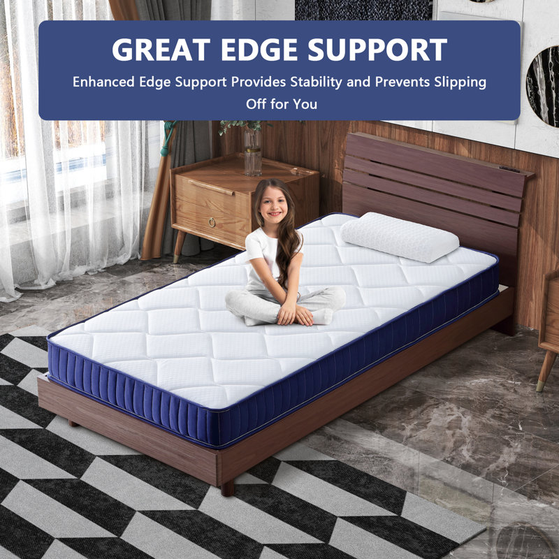 6“ Twin/Twin XL Spring Mattress, Medium Firm Support Independent Pocketed Spring Hybrid Mattress For Kids' Dorms And Guest Rooms