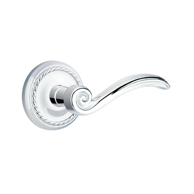 Elan Wave/Drop Double Dummy Door Lever with Round Rosette, Right, Bright Chrome