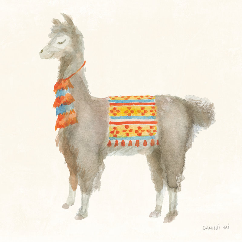 Festive Llama II by Danhui Nai - No Frame Painting on Canvas, 30cm H x 30cm W