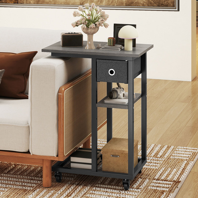 Wheel Side Table Set, Grey, Black