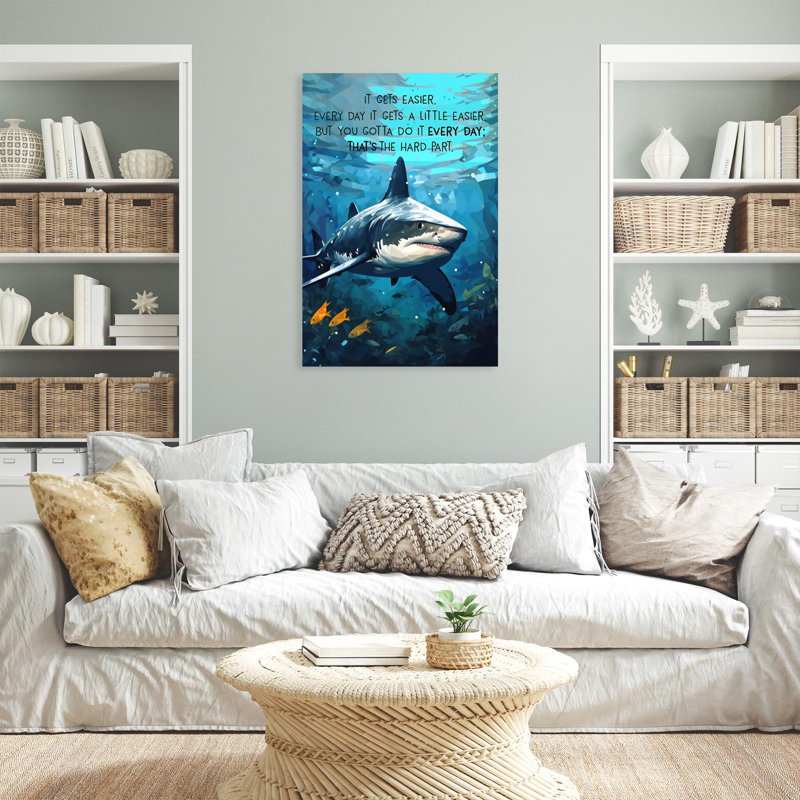 " Shark It Gets Easier ", 24" W x 36" H x 1.25" D