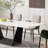 63"-95"Extendable Dining Table For 6-10,White Glossy Sintered Stone Tabletop, Modern Kitchen Table with black Steel Legs