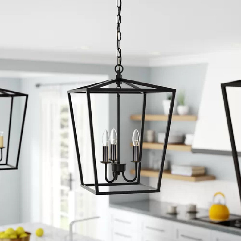 Luminaire lanterne suspendu carré 3 lumières Carlyle