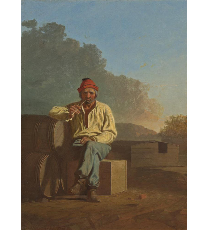 «Mississippi Boatman» par George Caleb Bingham - Art mural sur toile tendue avec châssis, H 48 po x l 33 po