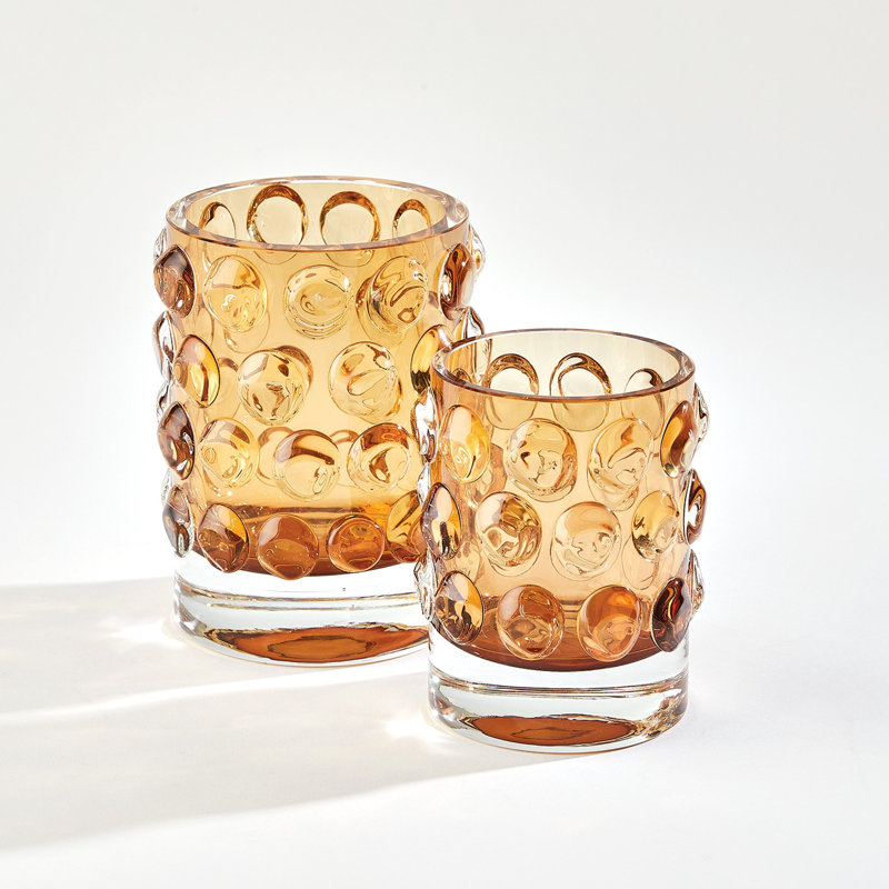 Thousand Eye Vase-Amber-Sm, 6.75" H x 5.5" W x 5.5 D