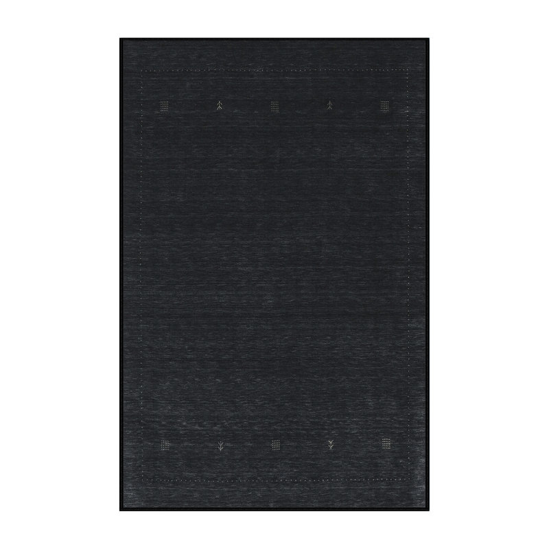 Tapis de zone noire contemporaine, Rectangle 3 pi x 5 pi