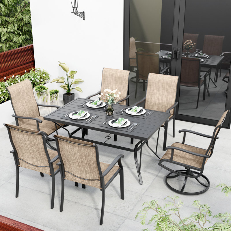 Urbai 6 - Person Patio Dining Set with Rectangular Table, Beige