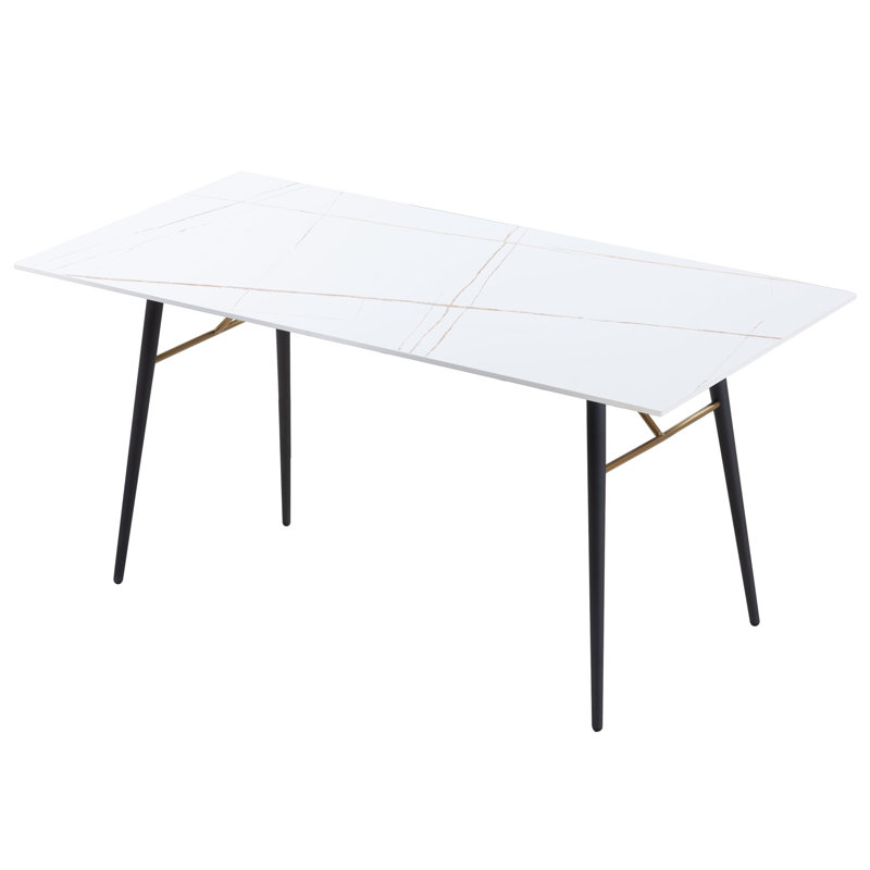 Quevon Ceramic Tile Rectangular Dining Table,dinning table,dining room table, White, 35.1" W x 70" L