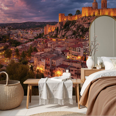 Peel and Stick Wallpaper panoramic view tbilisi georgia after sunset caucasus Wall Murals 69"H x 96"W Removable PVC Wall Paper Self-Adhesive Wall Decor for Bedroom Living Room Home Office
