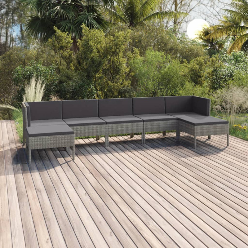 Trasen 23.6" Wide Square Patio Sectional Set with Cushions, Anthracite, Gray