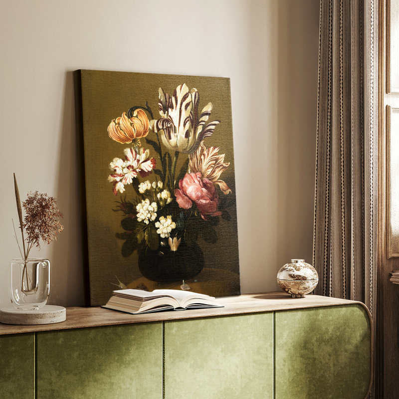 Motif floral rétro CCLIV - galerie Cavas, H 48 po x l 32 po