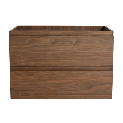 Armoire de salle de bain 30 po - Chêne brun moderne avec revêtement à l'eau et grande surface de meuble-lavabo à finition facile