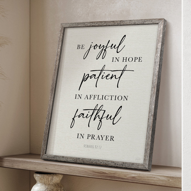 «Be Joyful in Hope», reproduction encadrée - bois massif, H 21 po x l 17 po