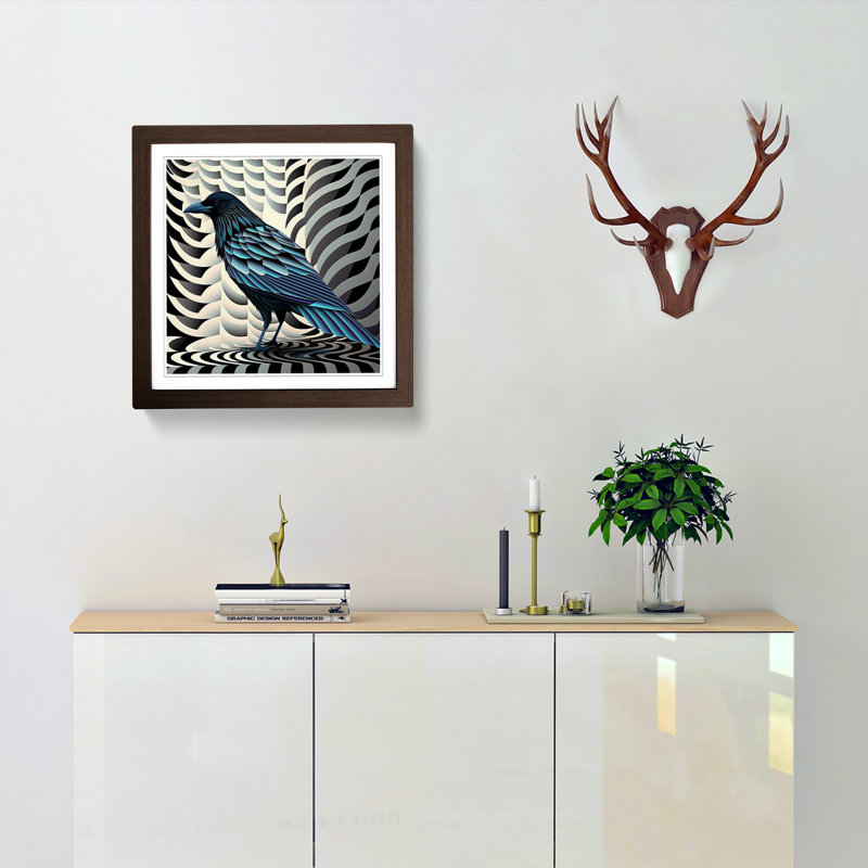Crow Op Art - Framed Print, Walnut