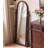 American-Style Vintage Walnut Wood Frame Arched Full-Length Mirror