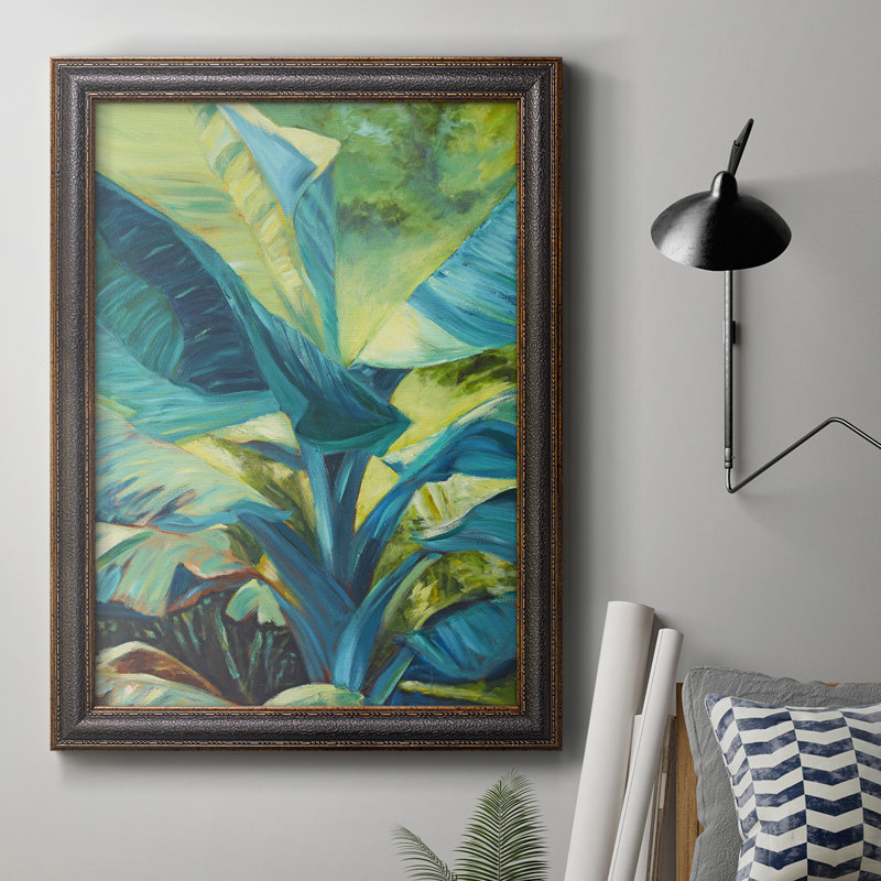 «Green Banana Duo I», toile encadrée de qualité supérieure - prête à être accrochée, H 27 po x l 18 po x P 2,5 po