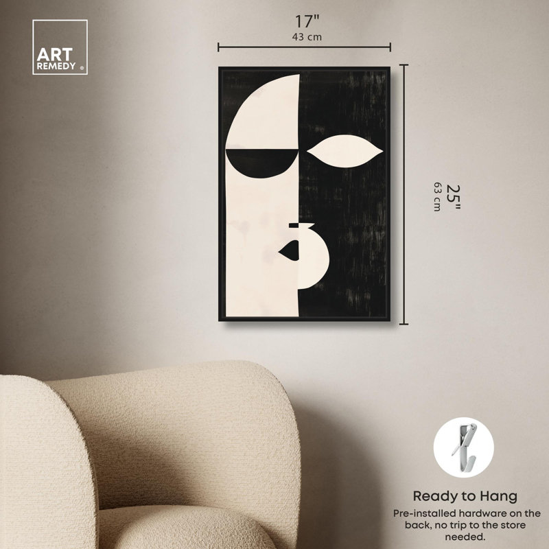«Divided Self I» par Art Remedy, H 25 po x l 17 po, Cadre flottant, Noir