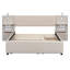 Lit plateforme tapissier avec lampes de lecture, tiroirs, lit gigogne et tablettes