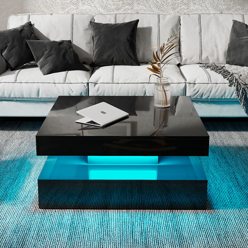 Table basse Emilly, Noir lustré, H 13,7 po x L 30,7 po x l 30,7 po