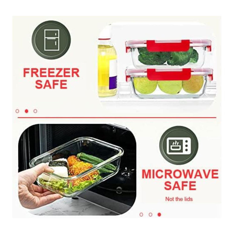30-Piece Red Glass Meal Prep Container Set with Snap Locking Lids