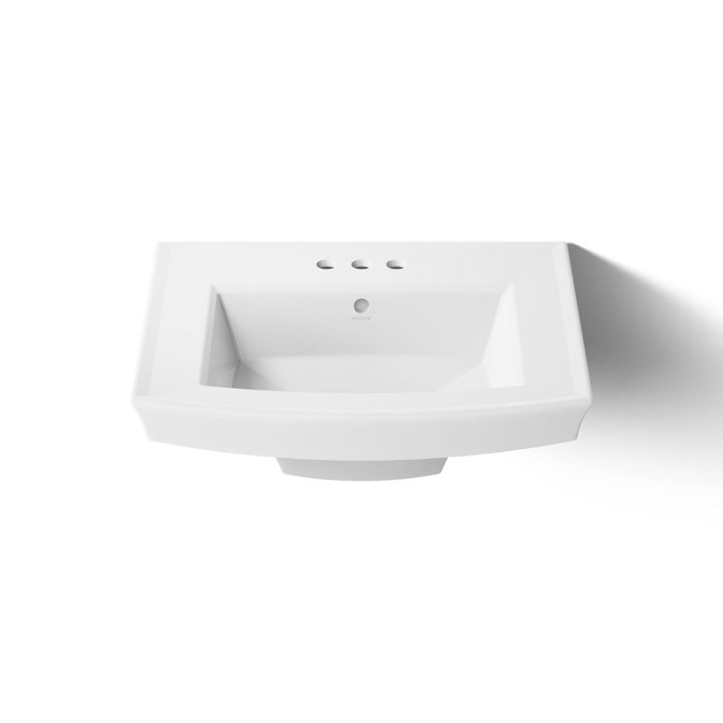 Archer® Vitreous China Rectangular Pedestal Bathroom Sink with Overflow, 8'' Centers, White