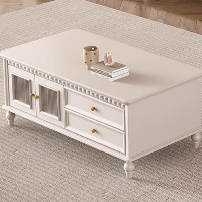 Cream style French solid wood end table