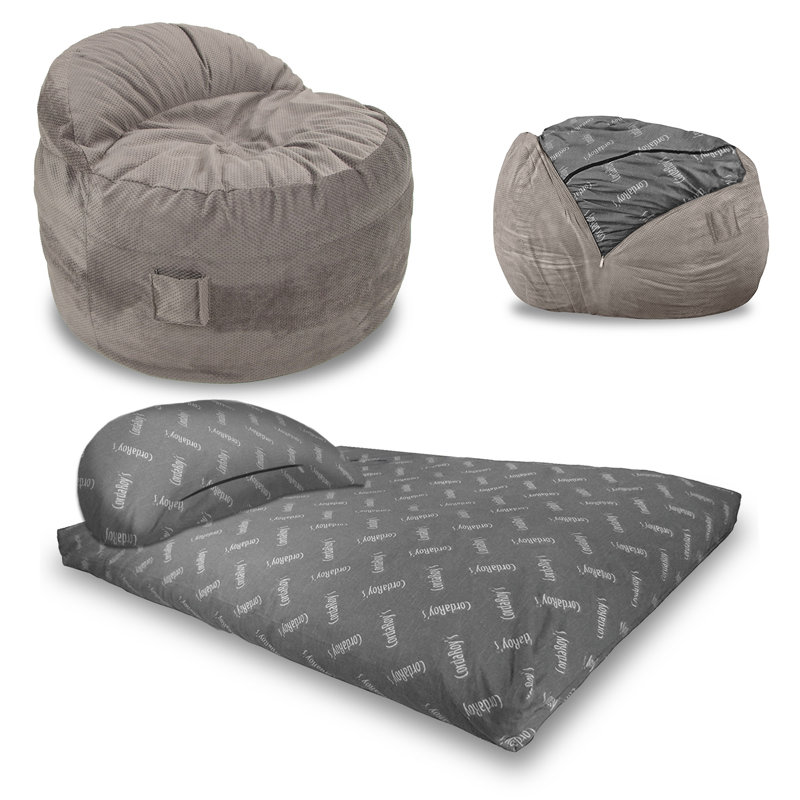 CordaRoy's Chenille Nest Gaming Convertible Bean Bag Chair, Charcoal Chenille, Small (Full)