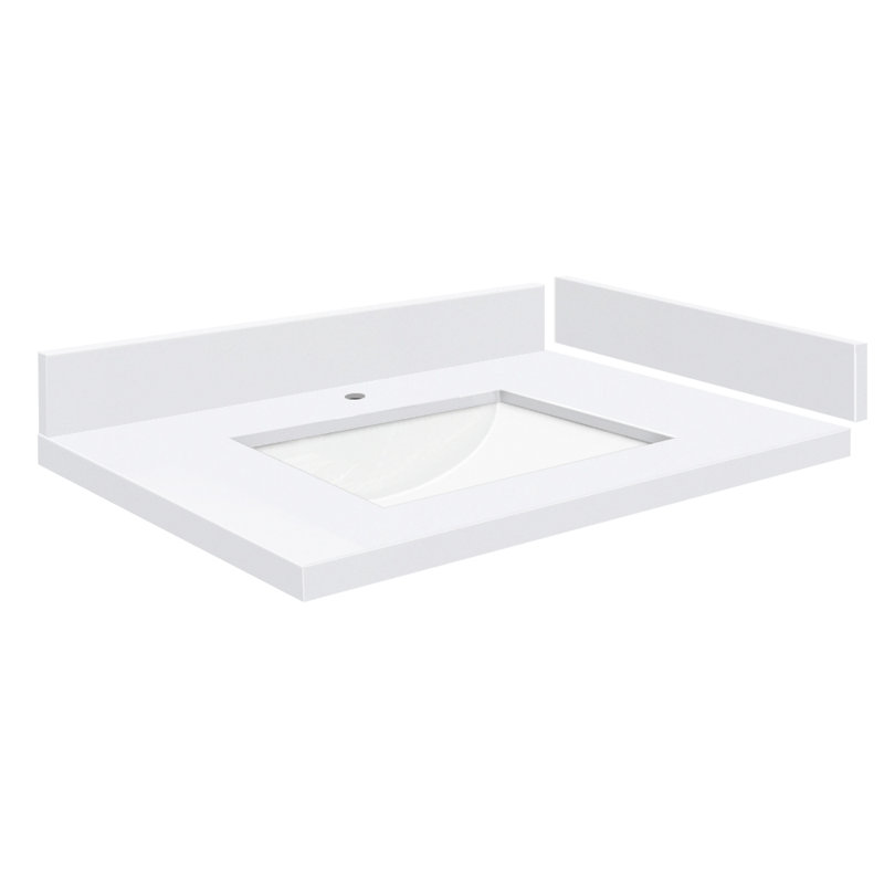 30,5 comptoir de meuble-lavabo simple avec 1 trou de robinet, Blanc Miami