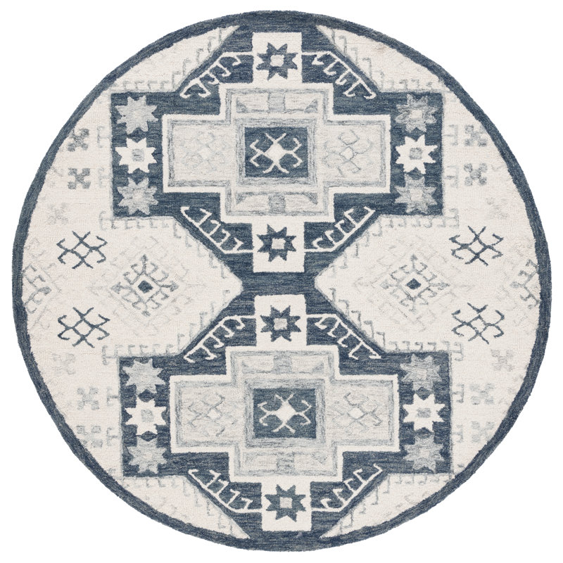 Metro Hand Tufted Wool And Cotton With Latex Moroccan Rug, Round 6'