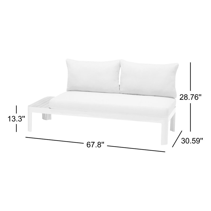 Brix 67.8'' Wide Outdoor Loveseat with Cushions, White Frame/Light Sand Cushion