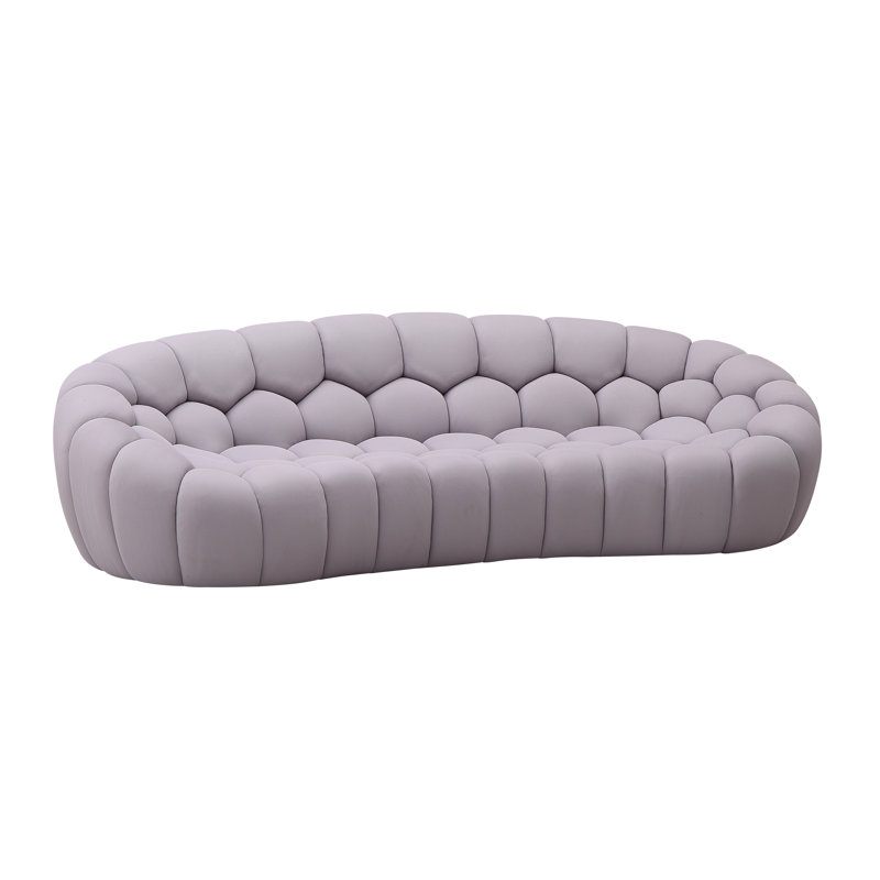 Modern 104" Upholstered 3-seater Sofa, Gray Microfiber / Microsuede