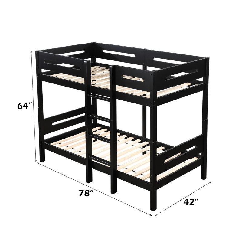 Lit superposé noir - capacité de poids de 330 lb, hauteur des pieds 31 po, sans rangement simple / simple 42,77 po de profondeur